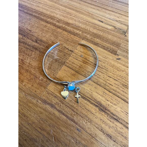 Silver toned cuff bracelet with charms - Picture 1 of 3